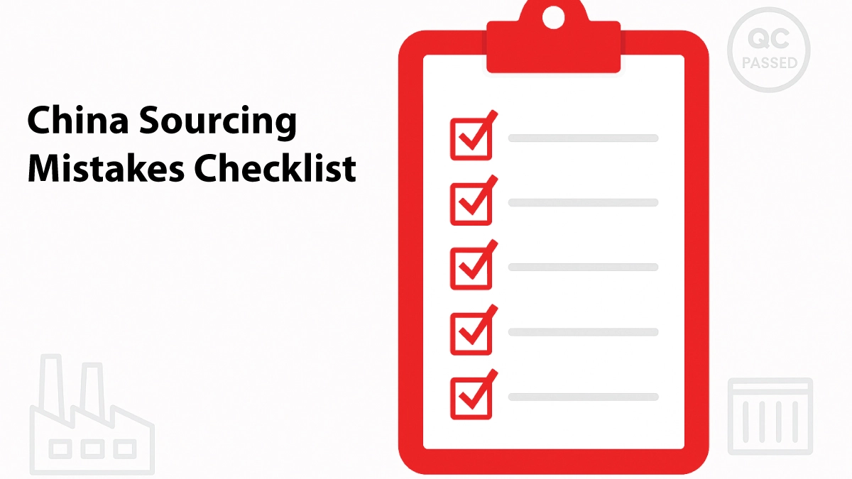 China sourcing mistakes checklist with steps to avoid communication, quality and supplier risks